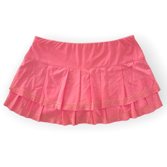 Lucky In Love Pleated Ruffle Skirt Matching Tank Top Barbie Pink Embroidered. - Picture 9 of 16